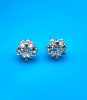 Crystal Cluster Stud Silver Overlay Earrings Made with SWAROVSKI Elements